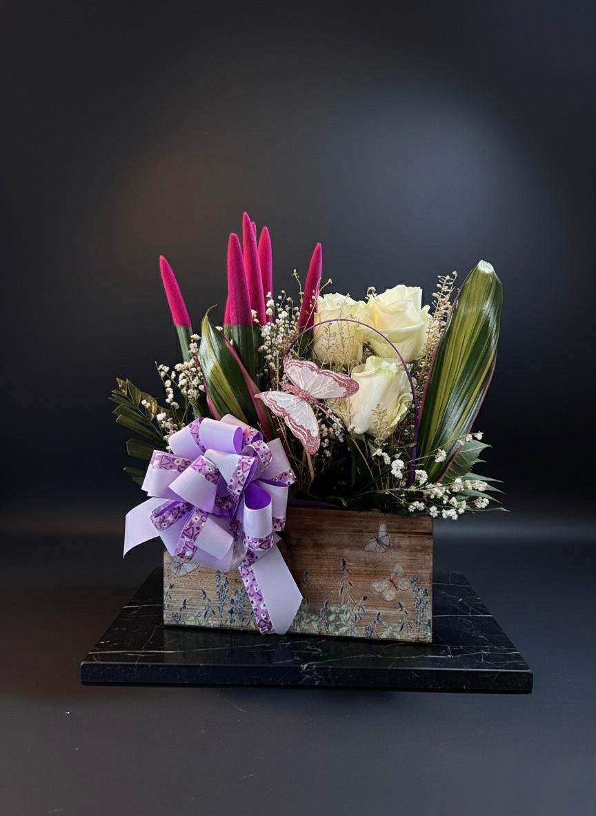 Caja planta y rosas
