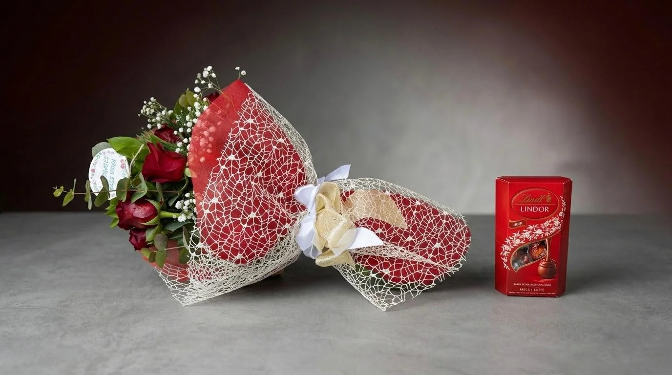 Ramo de rosas y bombones